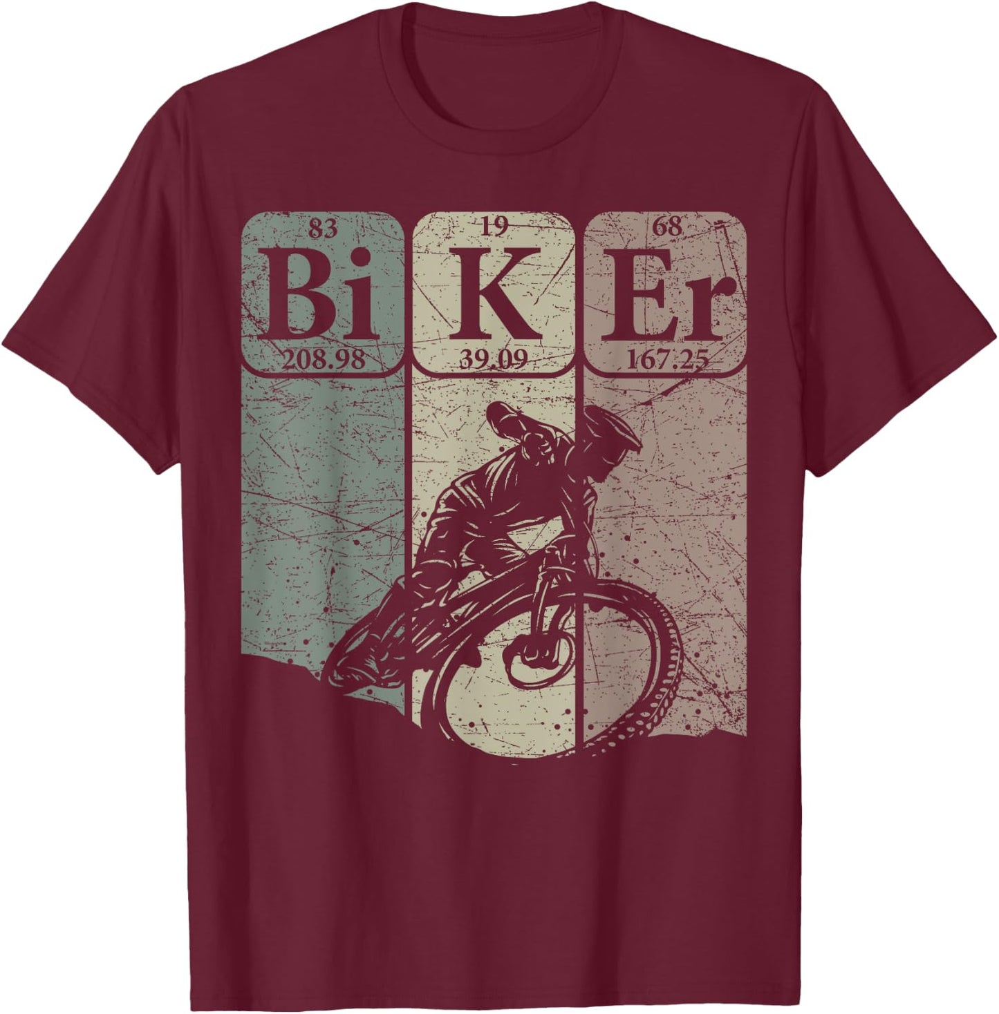 Mountain Biker Periodic Table Elements MTB Bike Nerd Vintage T-Shirt - T-Shirt | Maroon