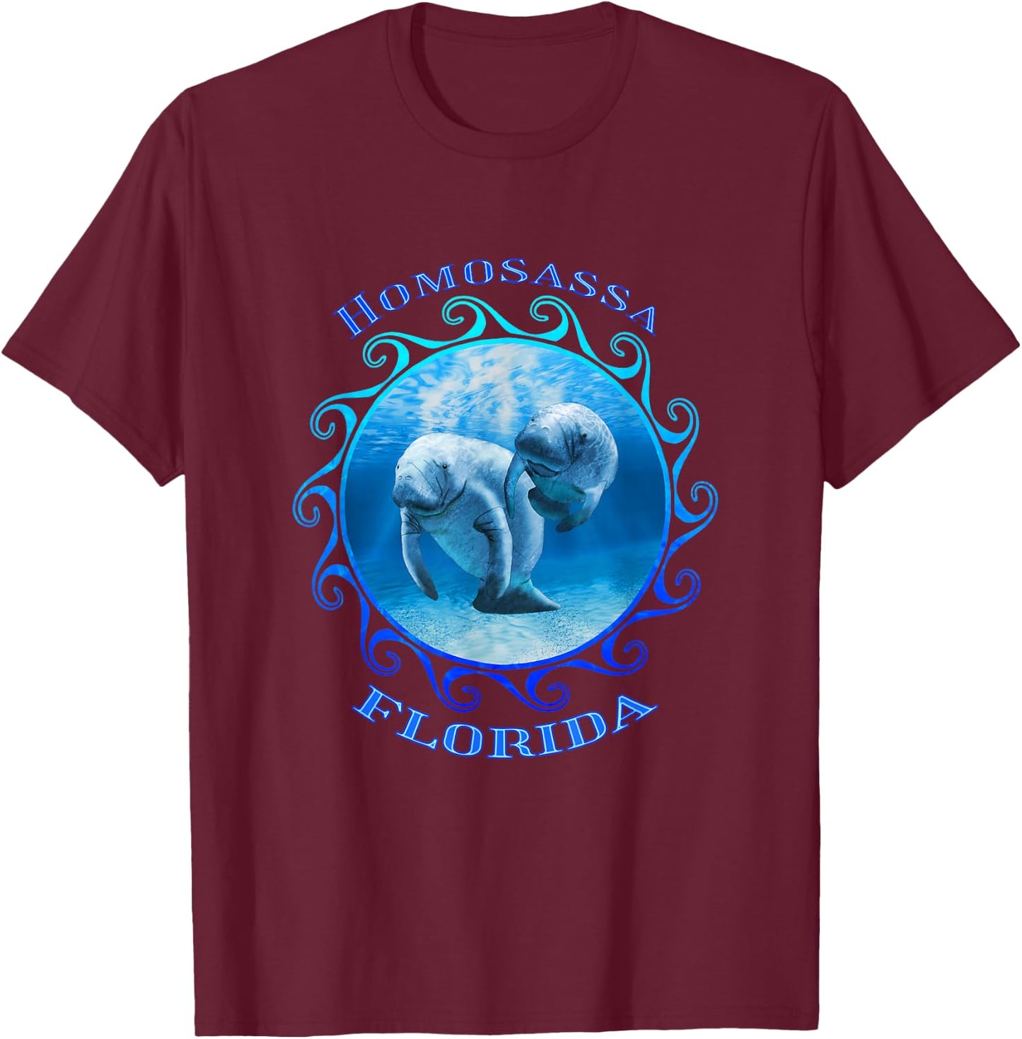 Homosassa Florida Vacation Swimming Manatees T-Shirt - T-Shirt | Maroon