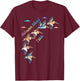 Galveston Island Texas Colorful Tie-Dye Pelican Art T-Shirt - T-Shirt | Maroon