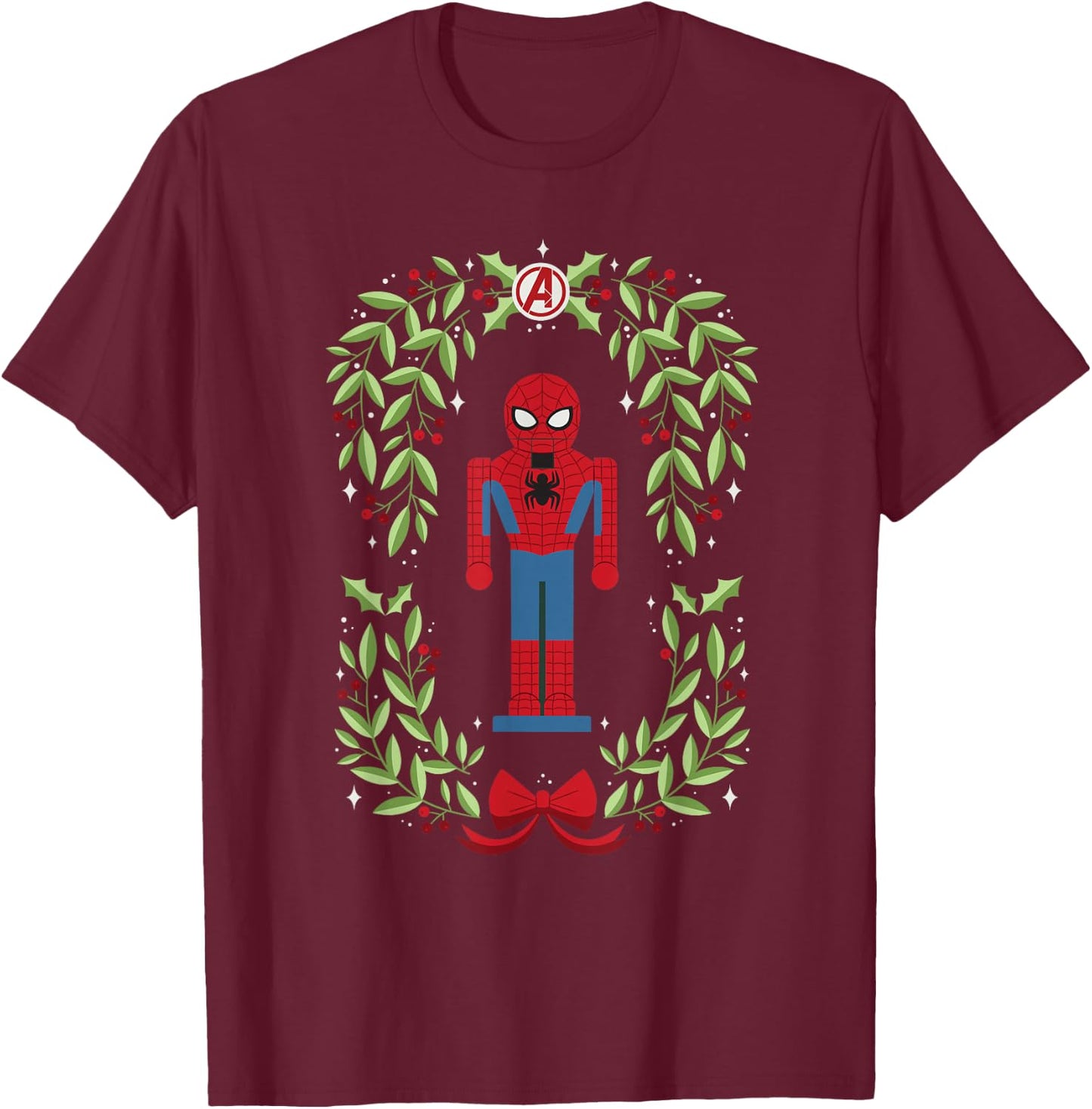 Marvel Holiday Christmas Avengers Spider-Man Nutcracker T-Shirt - T-Shirt | Maroon