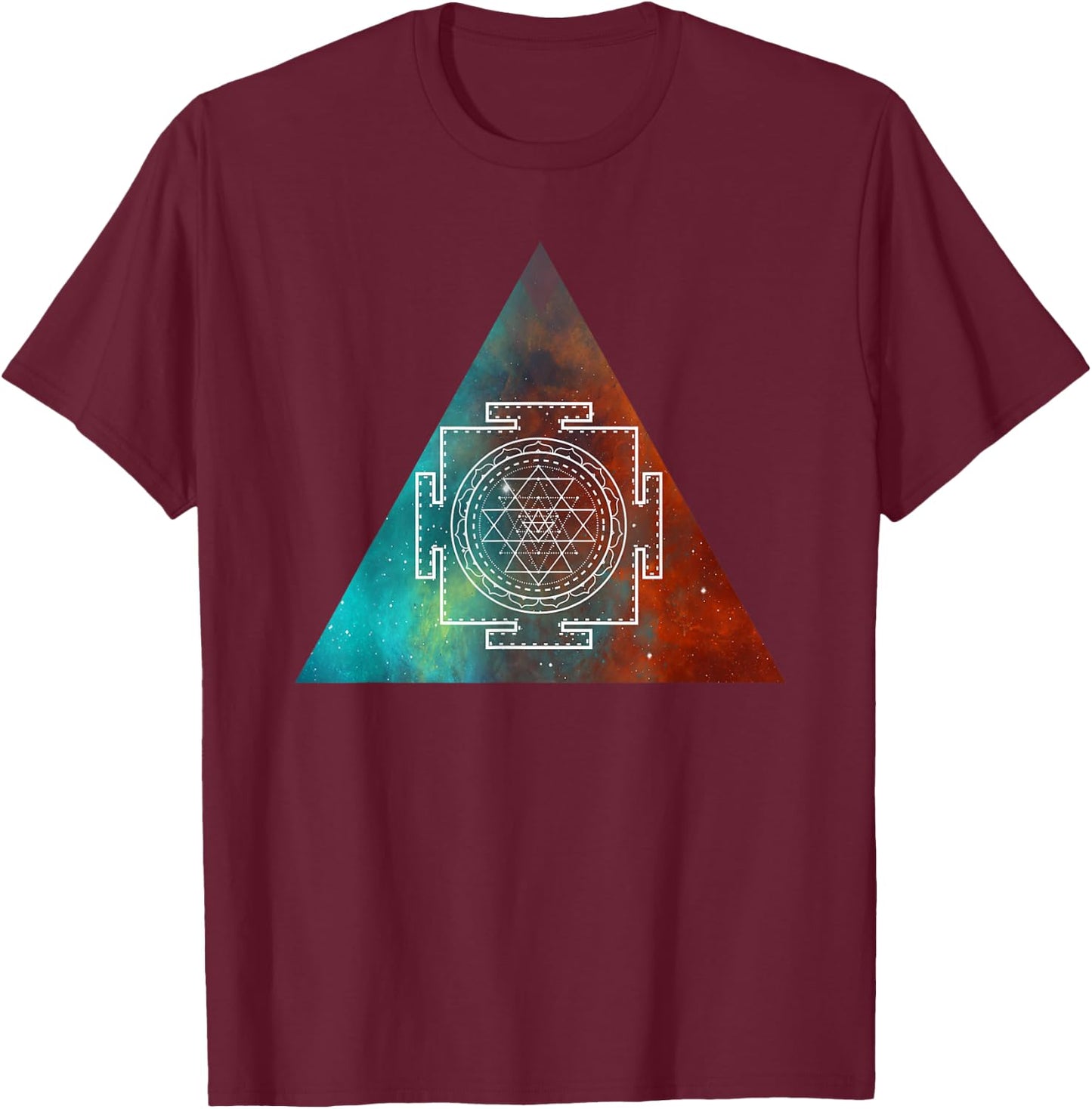 Sacred Geometry - Sri Yantra Graphic T-Shirt - T-Shirt | Maroon