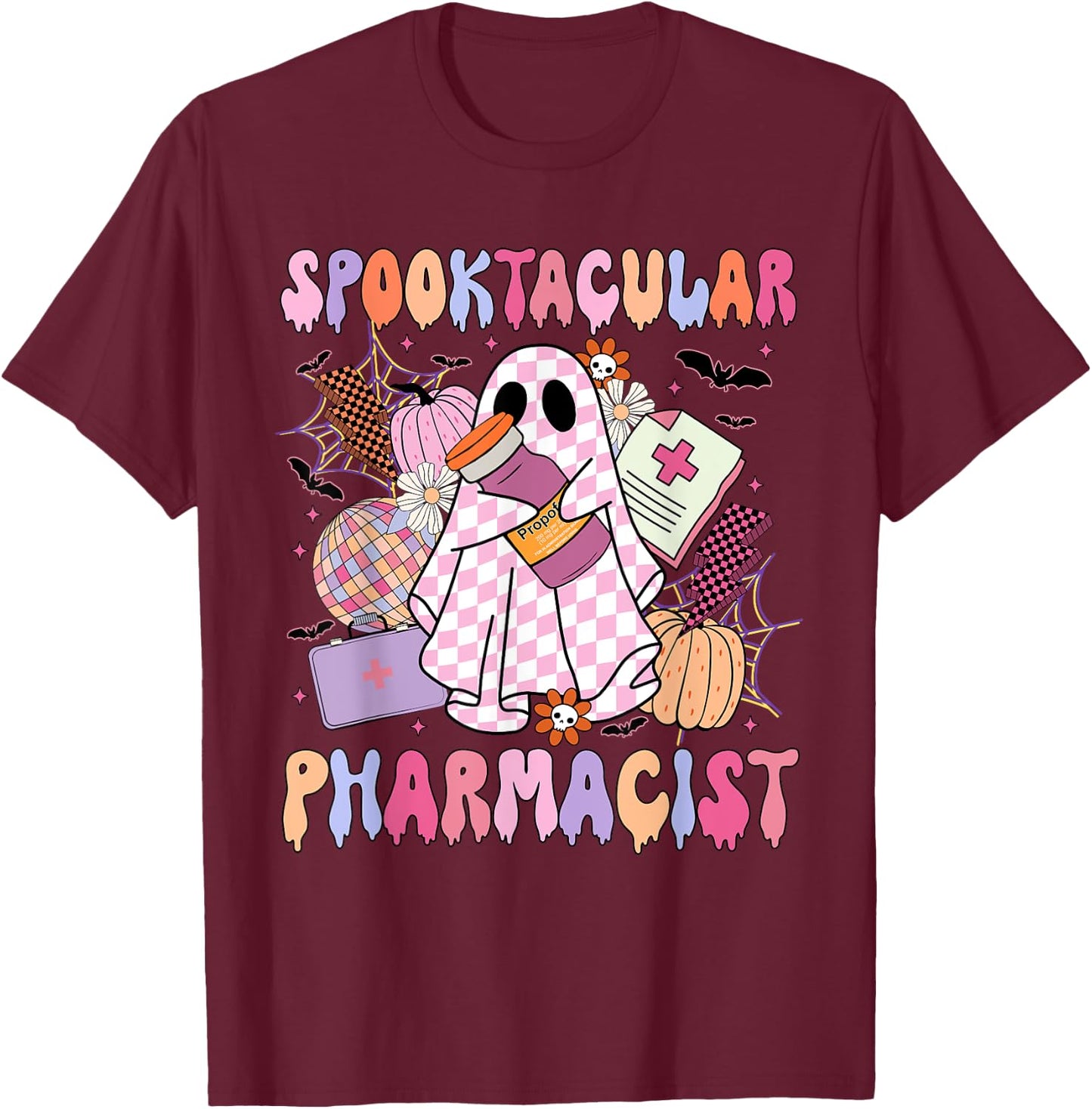 Spooktacular Pharmacist Spooky Halloween Pharmacy Week T-Shirt - T-Shirt | Maroon