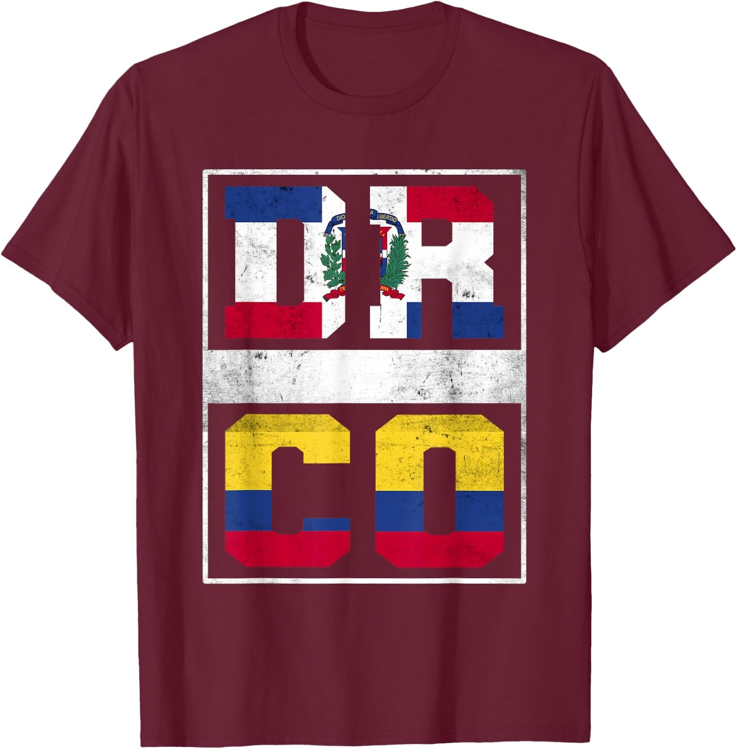 Dominican Republic and Colombia Mix Dominicana Colombian T-Shirt - T-Shirt | Maroon