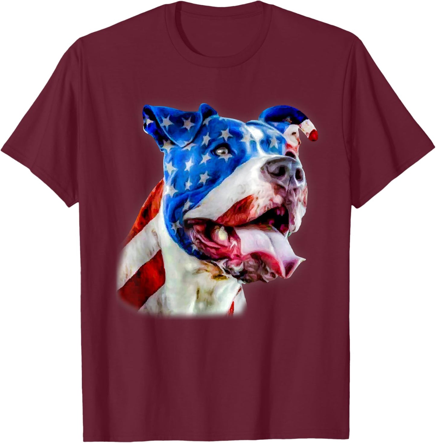 American Pit Bull Terrier USA Flag Patriotic Dog T-Shirt - T-Shirt | Maroon