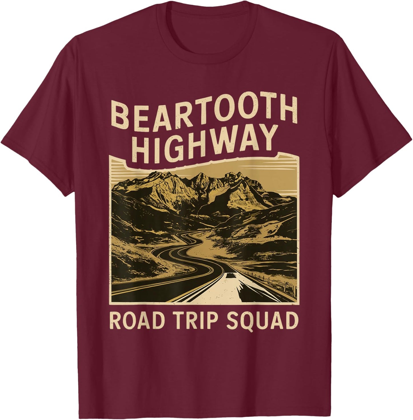 Beartooth Highway Road Trip Squad Souvenir T-Shirt - T-Shirt | Maroon