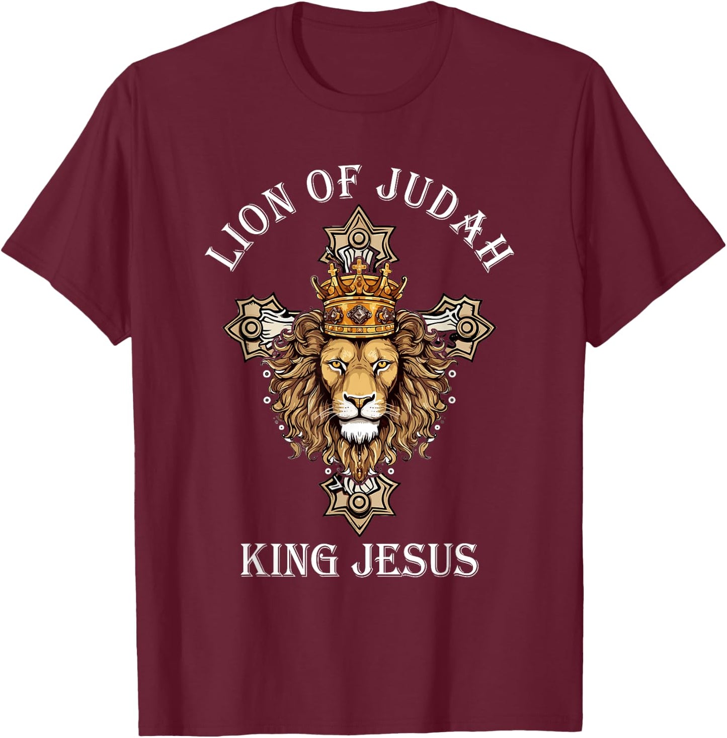Jesus Lion, The Lion Of Judah, Revelations 5 T-Shirt - T-Shirt | Maroon