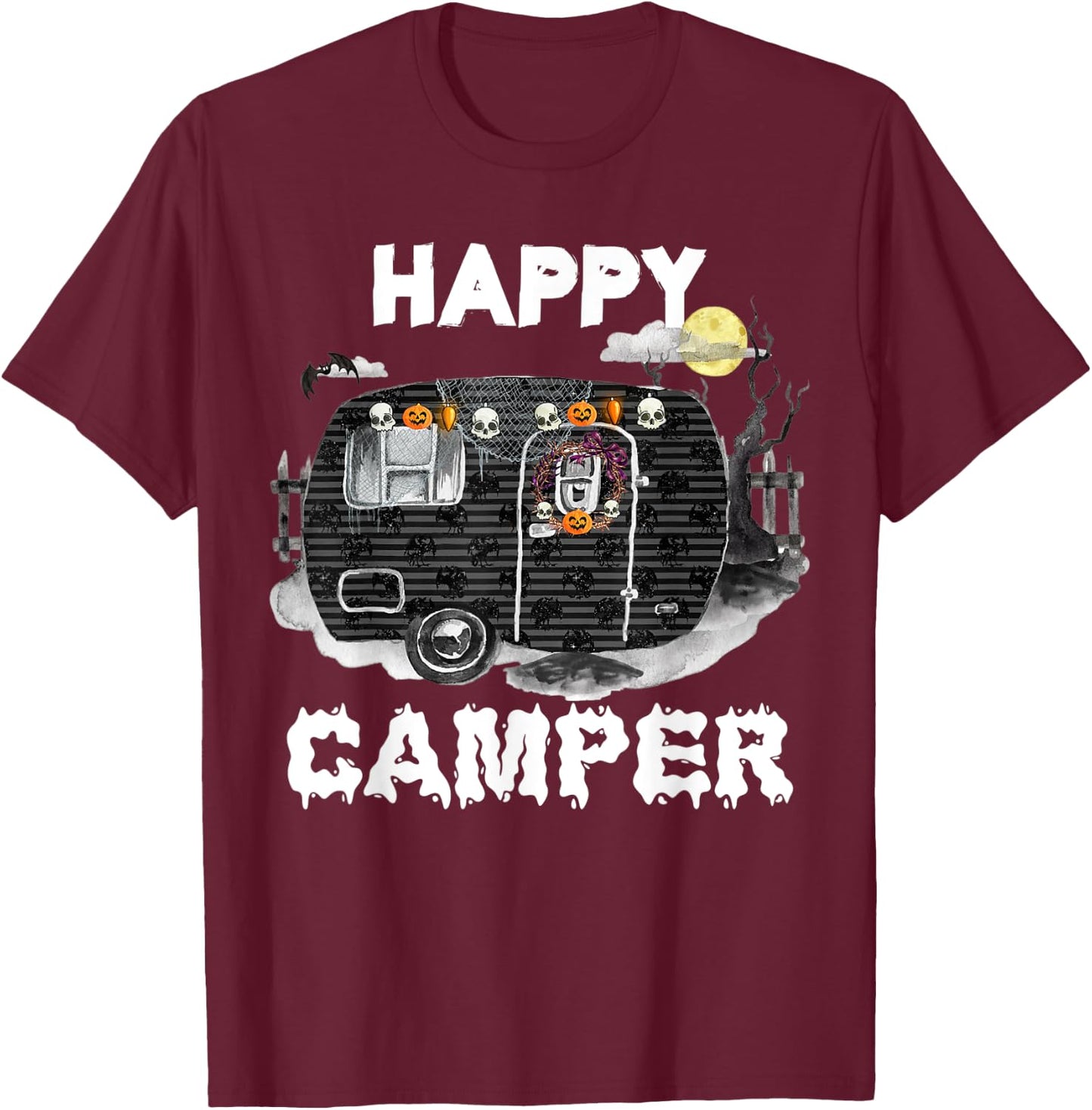 CAMPING Happy Camper Halloween Camp O Ween T-Shirt - T-Shirt | Maroon