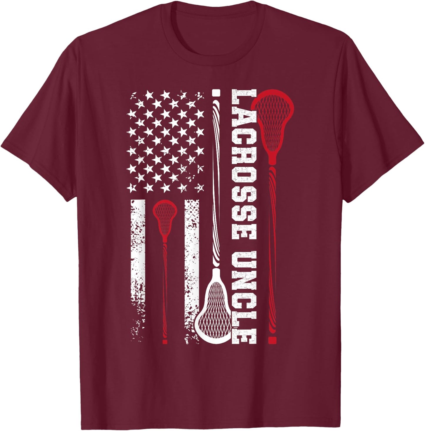 Lacrosse Uncle US Flag Uncle Of A Lacrosse Player Uncle T-Shirt - T-Shirt | Maroon