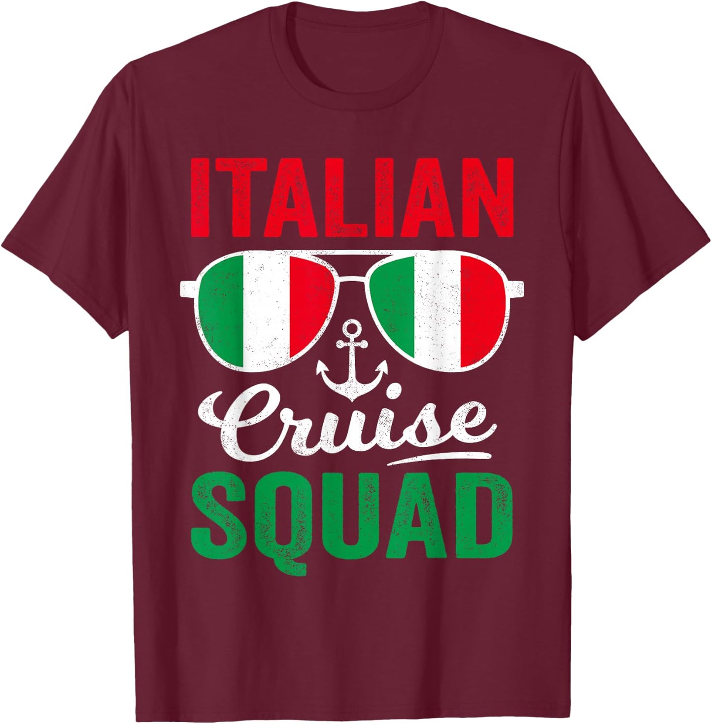 Italian Cruise Squad 2026 Retro Matching Family Italy Cruise T-Shirt - T-Shirt | Maroon
