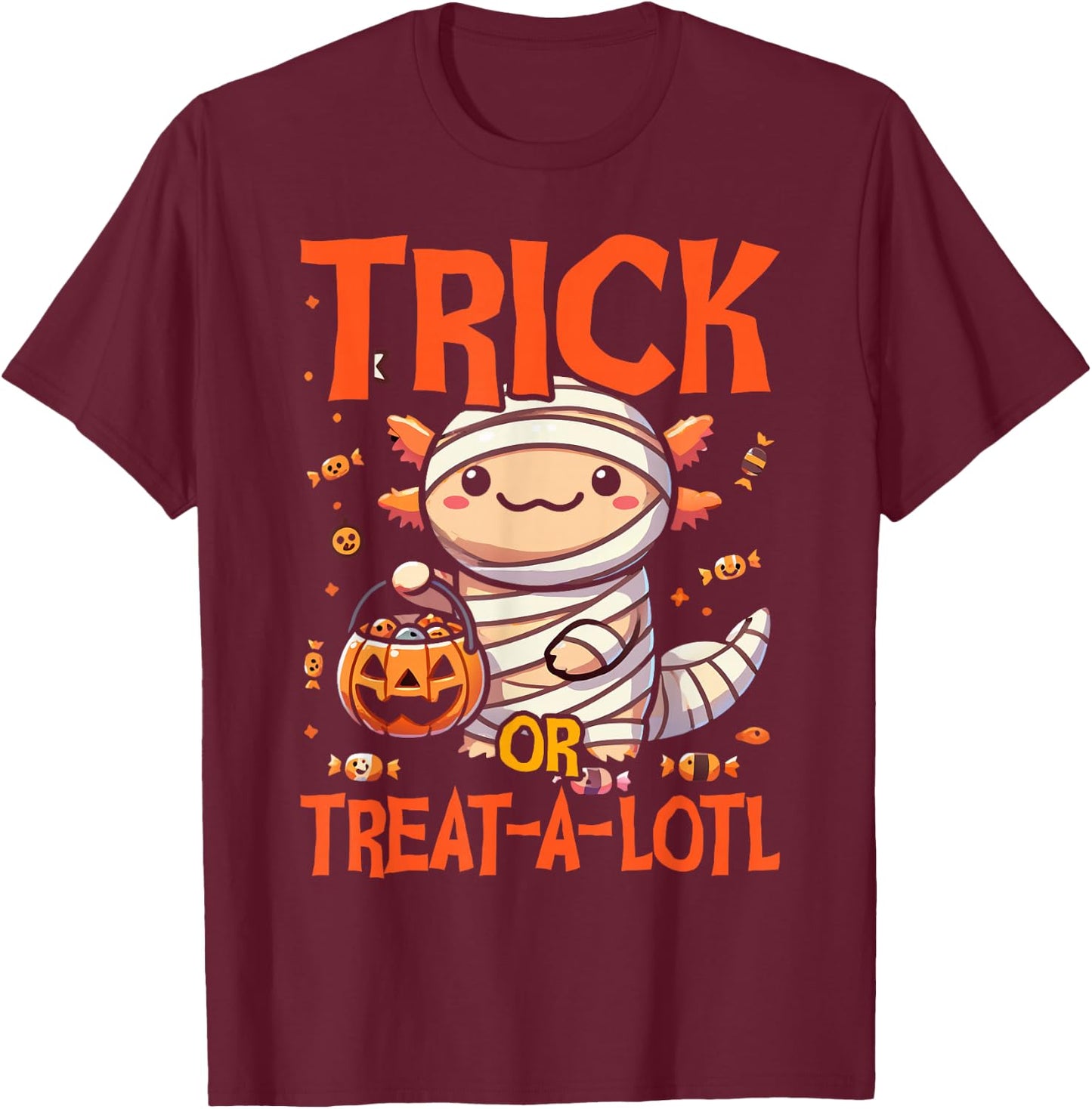 Trick or Treat A Lotl Axolotl Halloween Costume Toddler Kids T-Shirt - T-Shirt | Maroon