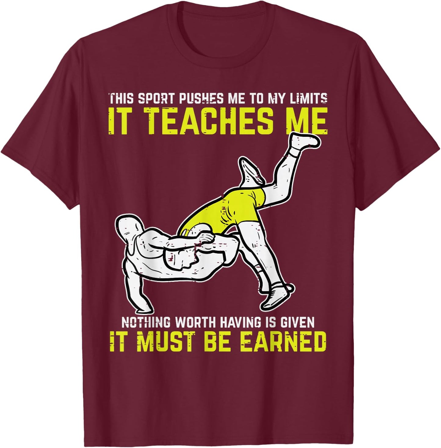 Wresting Sport Pushes Me My Limits Wrestler Men Women Kids T-Shirt - T-Shirt | Maroon