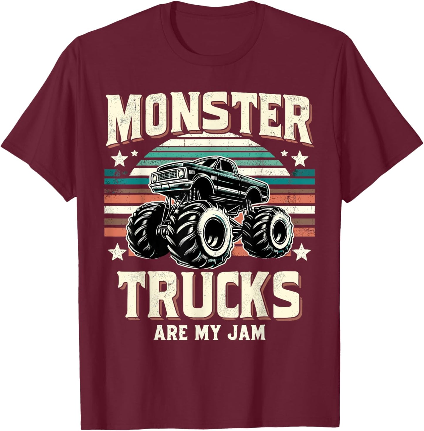 Monster Trucks Are My Jam Vintage Monster Truck T-Shirt - T-Shirt | Maroon