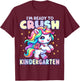 Crush Kindergarten Girls Back to School Unicorn First Day T-Shirt - T-Shirt | Maroon