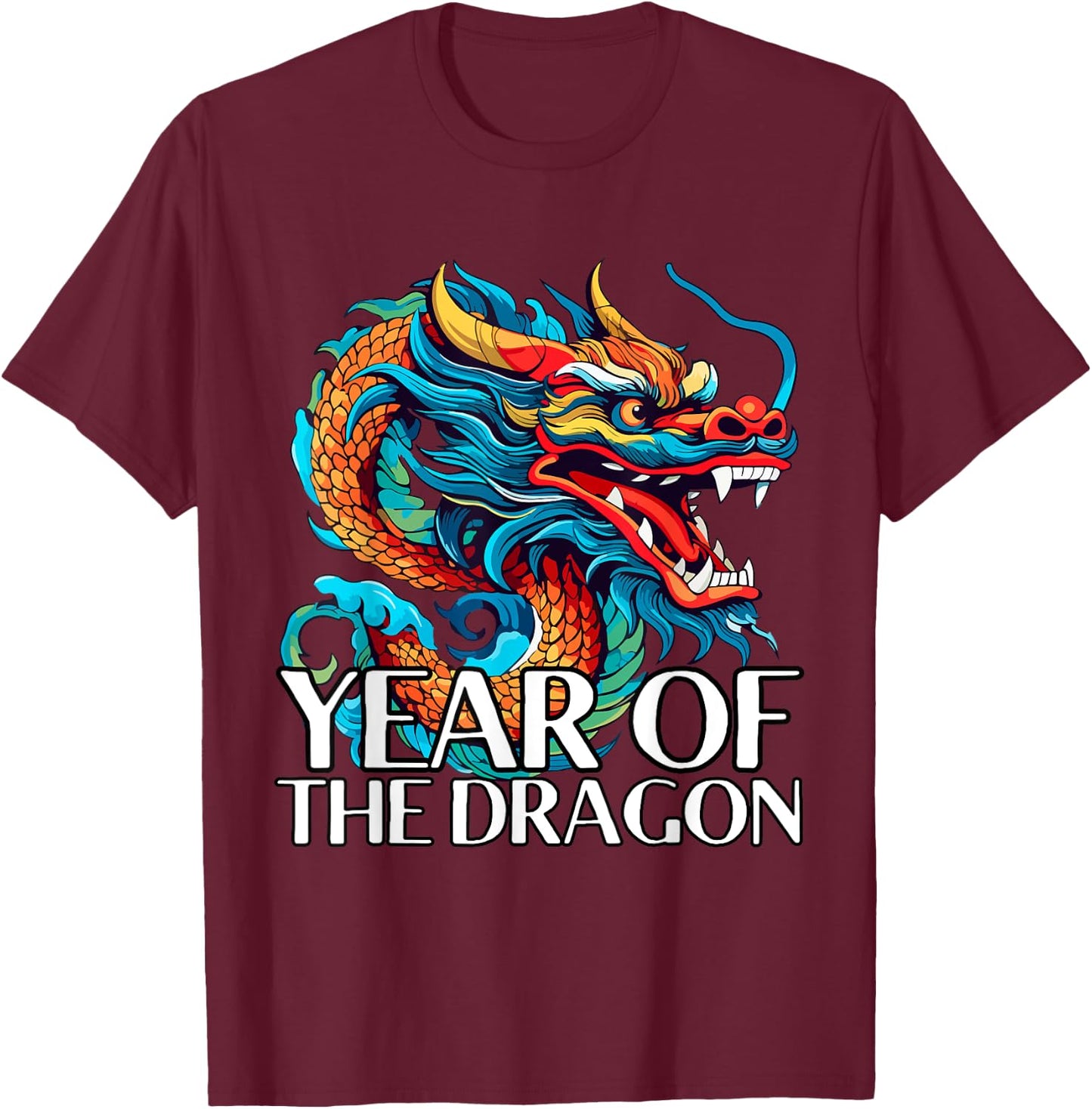 Chinese New Year Zodiac Horoscope Dragon 2025 Graphic T-Shirt - T-Shirt | Maroon