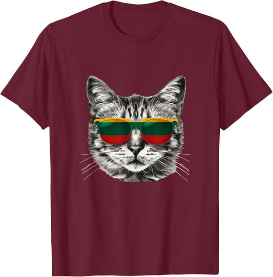 Lithuanian Flag Cat Owner Souvenirs Products Kitten T-Shirt - T-Shirt | Maroon