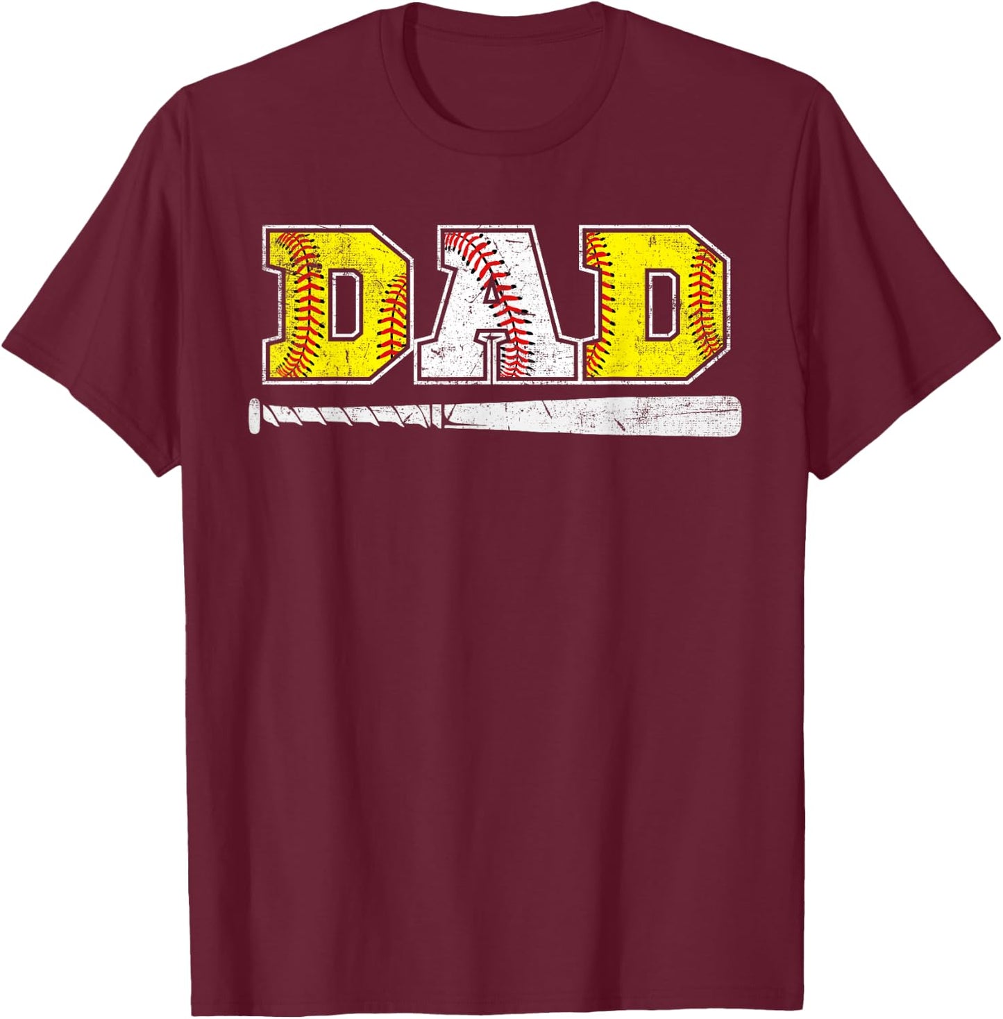 Baseball Dad Softball Father's Day Daddy Sport Lovers T-Shirt - T-Shirt | Maroon