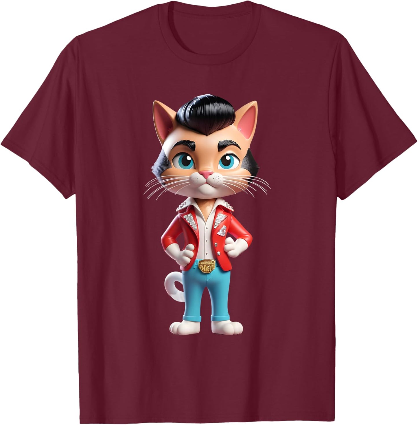 Funny Rockabilly Cat Rock n Roll Music Retro Vintage 50s 60s Women Kids T-Shirt - T-Shirt | Maroon