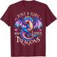 Just A Girl Who Loves Dragons Women's Girls Cute Dragon T-Shirt - T-Shirt | Maroon