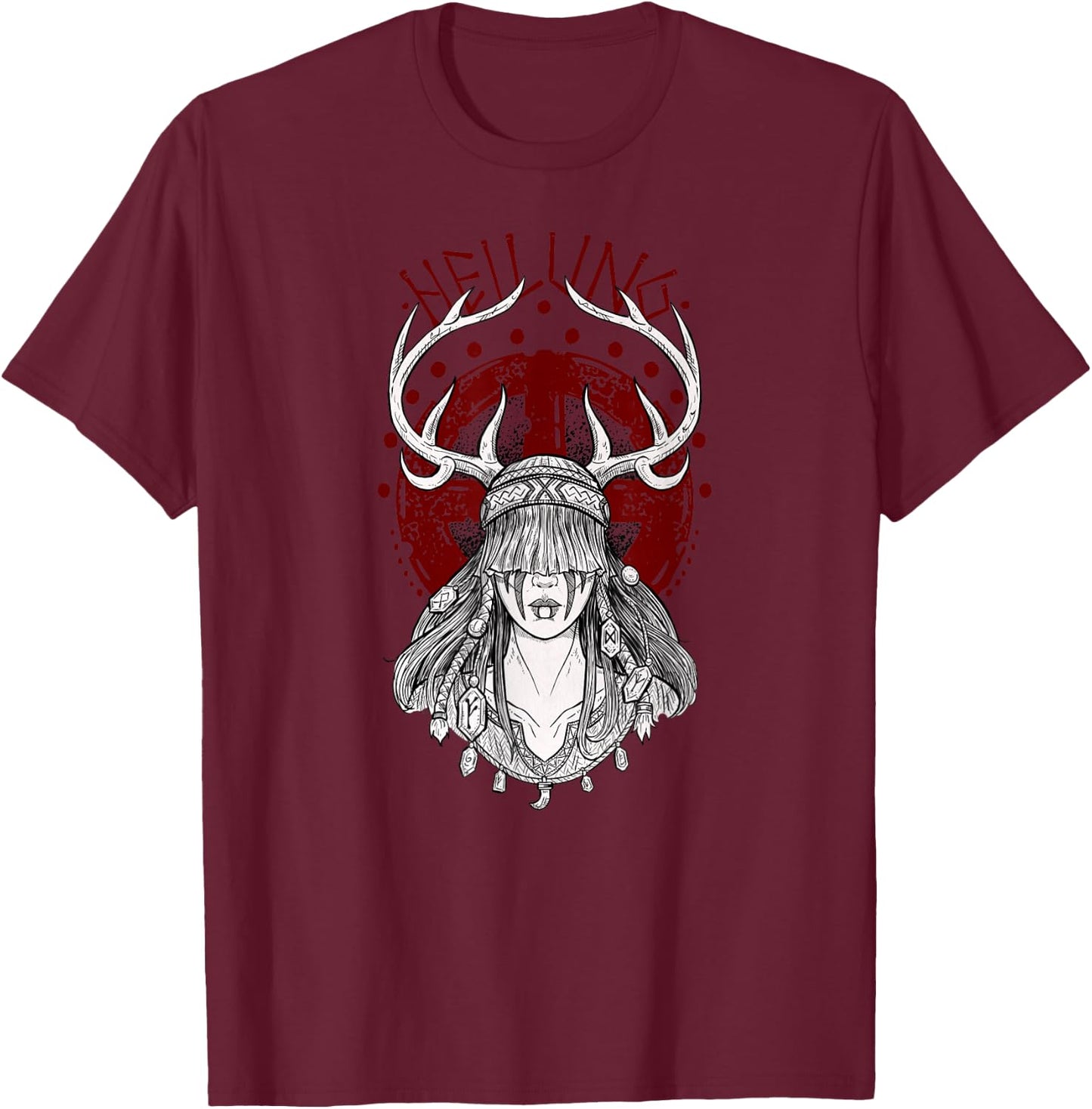 Nordic Shaman girl heilung shirt T-Shirt - T-Shirt | Maroon