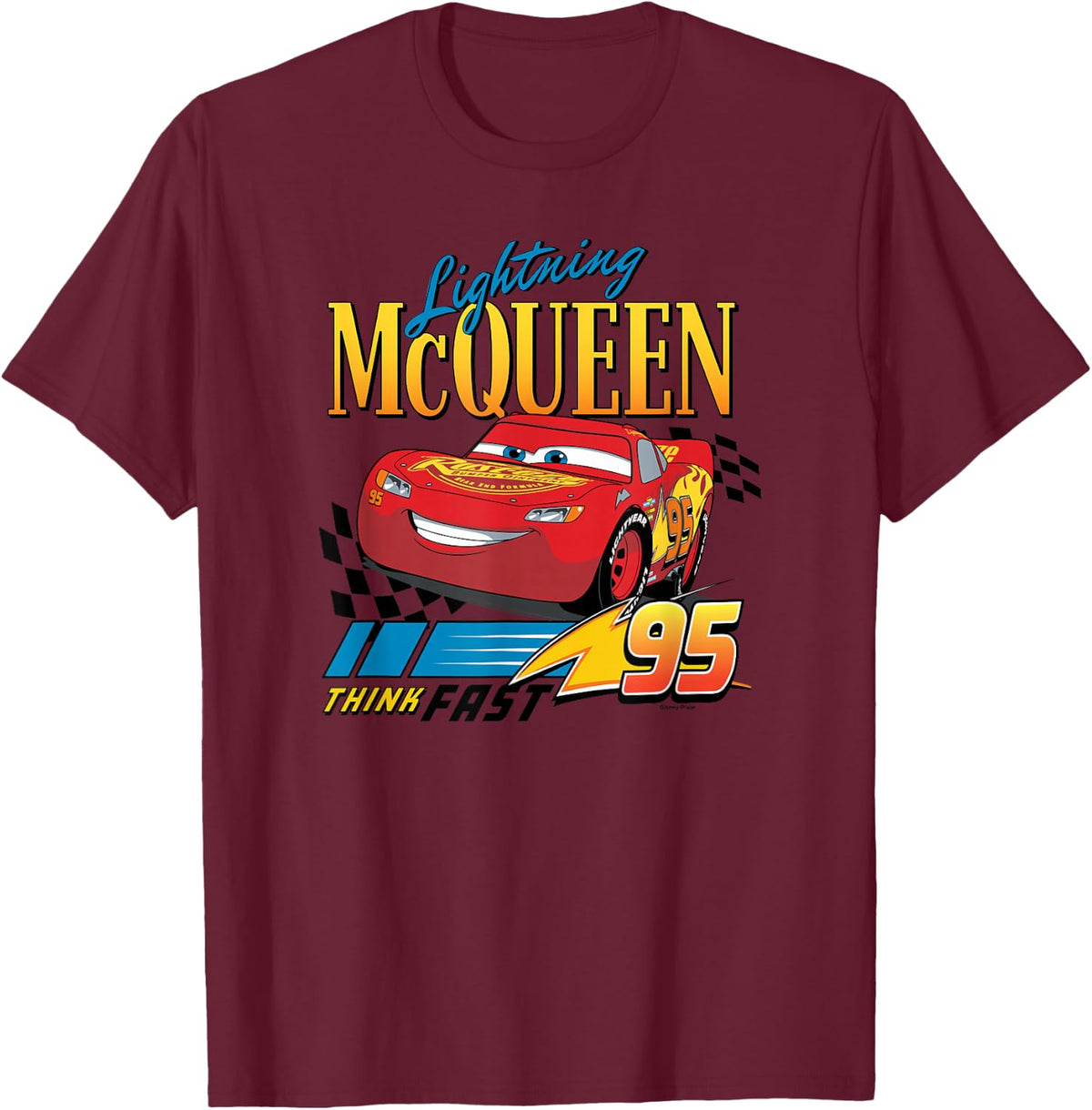 Cars - Lightning McQueen Think Fast T-Shirt - T-Shirt | Maroon