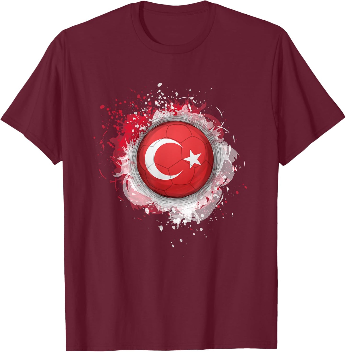 Proud Heritage Turkey Flag Soccer Ball T-Shirt - T-Shirt | Maroon