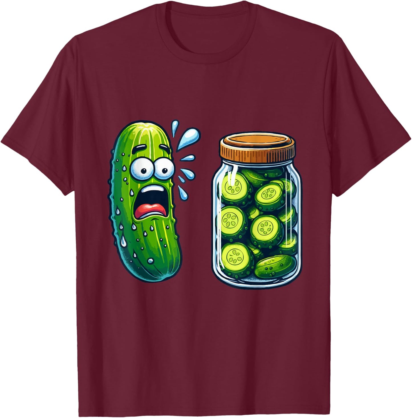 Funny Pickle Surprise Cucumber And Jar Of Pickles Boys Kids T-Shirt - T-Shirt | Maroon