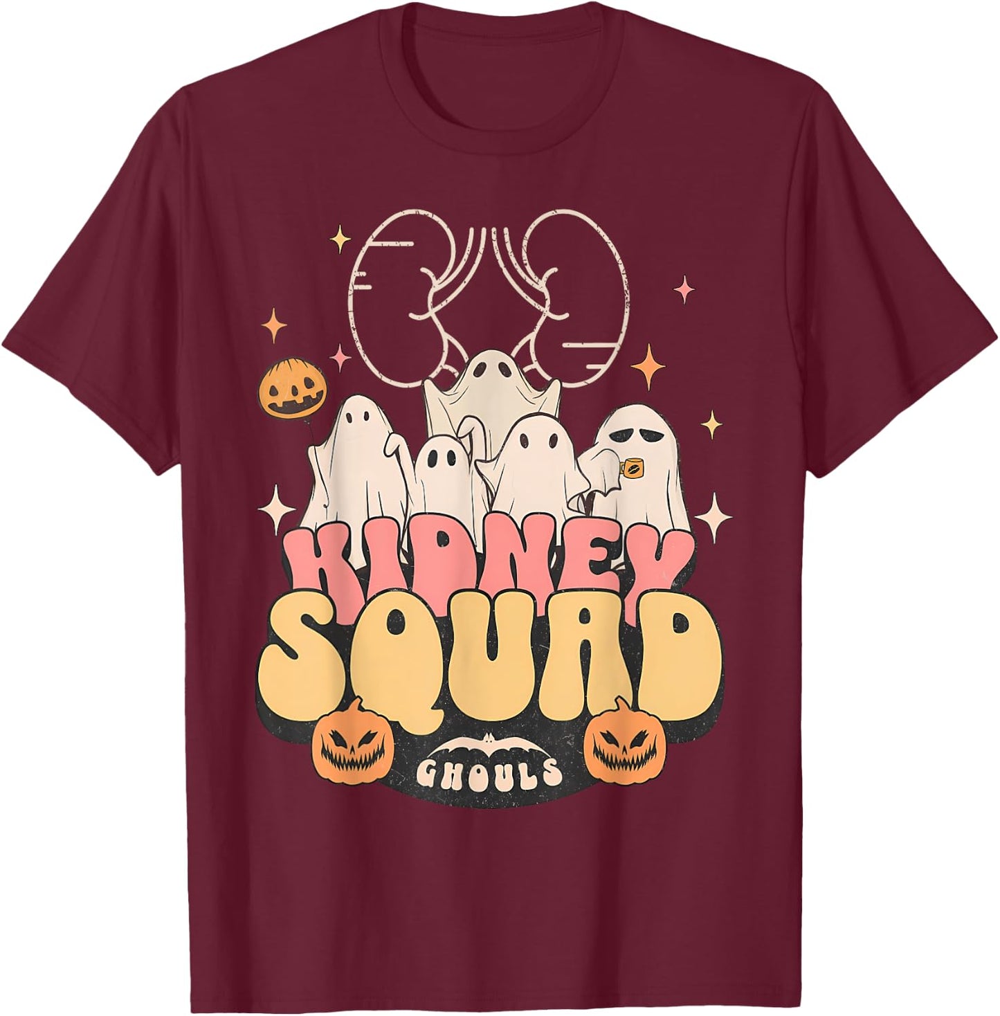 Nurse Kidney Squad Halloween Cute Ghost Nurse Dialysis RN T-Shirt - T-Shirt | Maroon