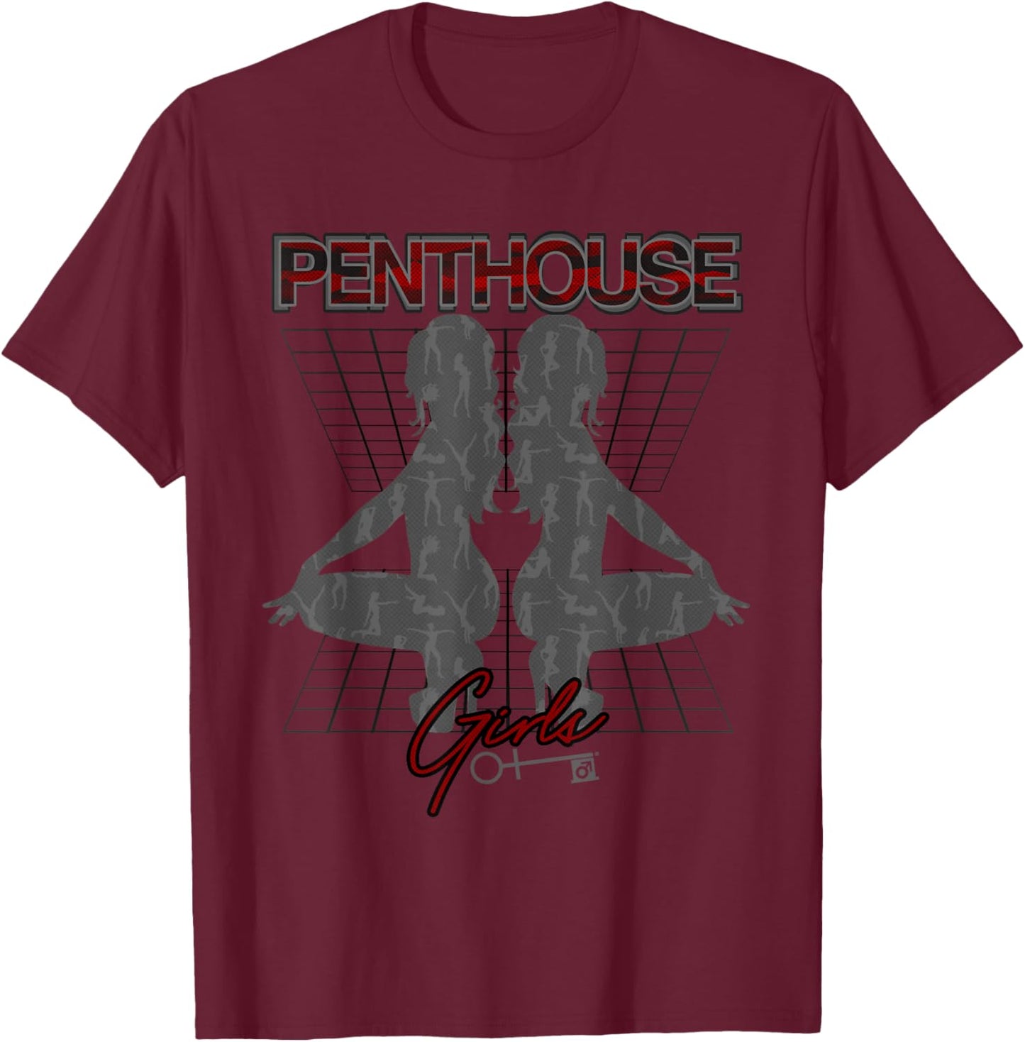 Penthouse Magazine Girls Logo Burlesque Synthwave Retro Icon T-Shirt - T-Shirt | Maroon