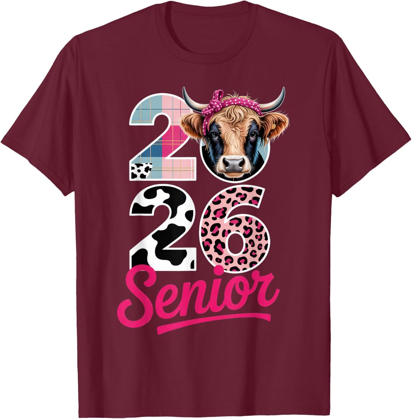 2026 Senior Cow Lovers Graduation Funny Class Shirt for T-Shirt - T-Shirt | Maroon