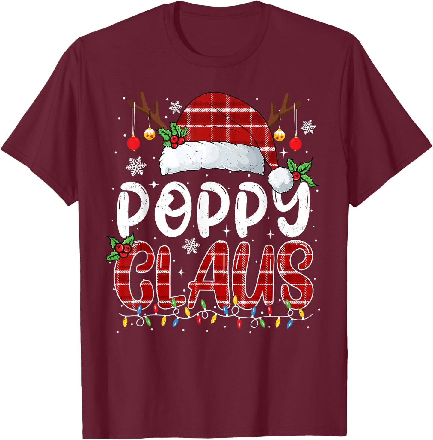 Poppy Claus Christmas Lights Pajama Family Matching T-Shirt - T-Shirt | Maroon