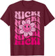 Nicki First Name I Love Nicki Girl Groovy 80's Vintage T-Shirt - T-Shirt | Maroon
