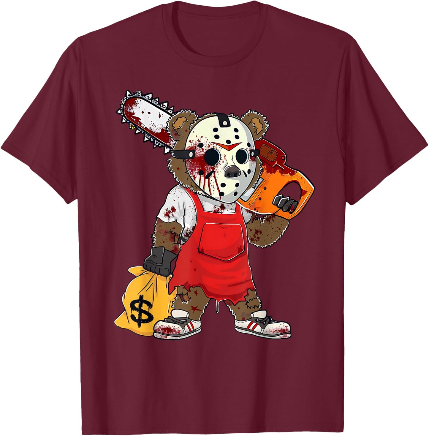 Scary Halloween Costume Hip Hop Lover Teddy Bear Horror T-Shirt - T-Shirt | Maroon
