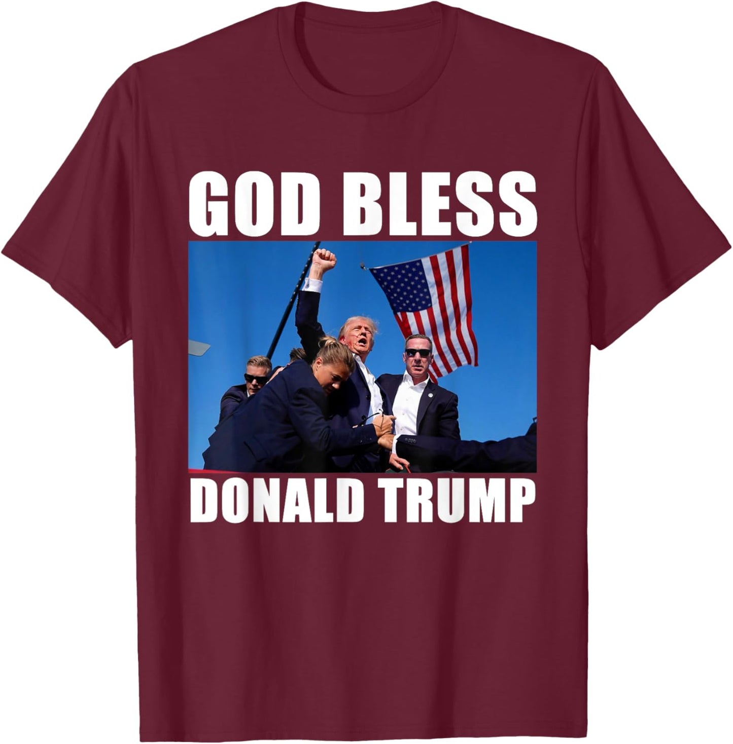 God Bless Donald Trump T-Shirt - T-Shirt | Maroon
