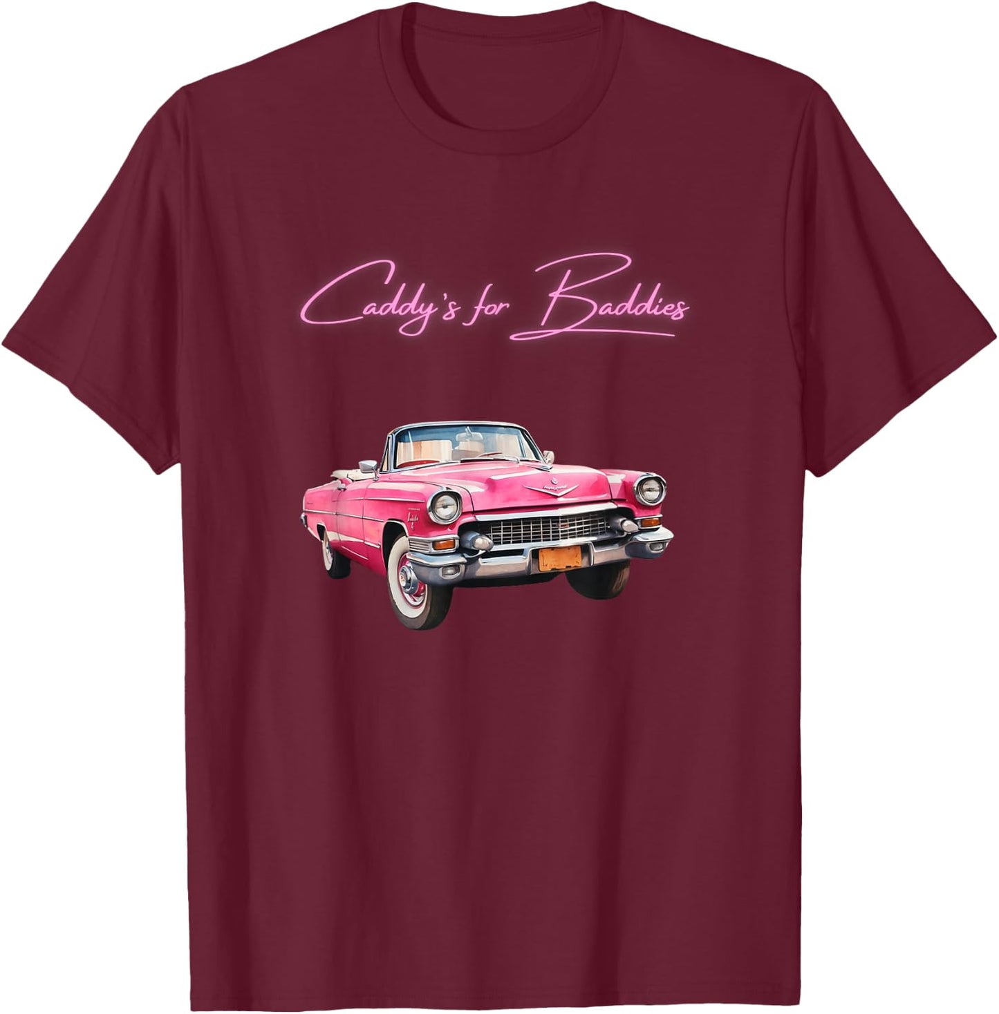 Pink Cadillac Lookin Vehicle - Vintage Style - Oldschool T-Shirt - T-Shirt | Maroon