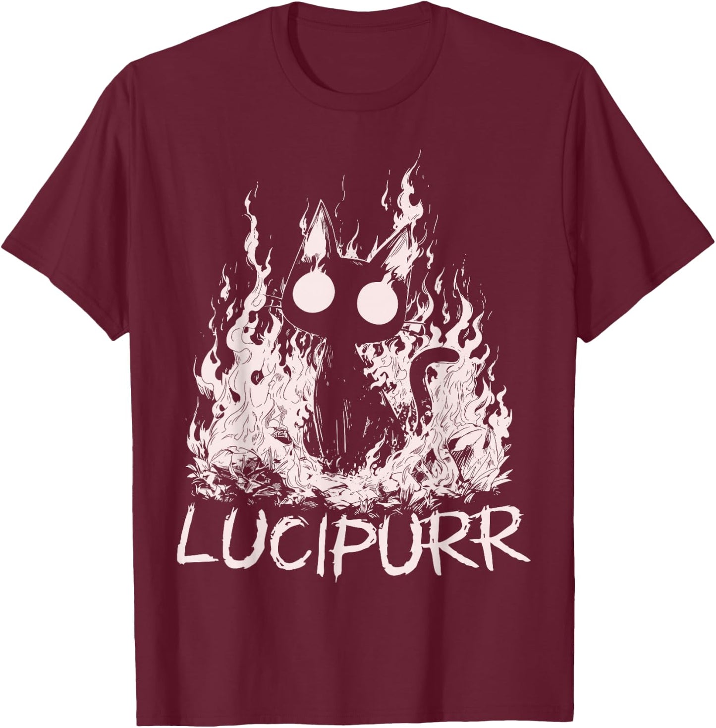 Lucipurr Cat Lover Lucifer Baphomet Demon Kitty T-Shirt - T-Shirt | Maroon