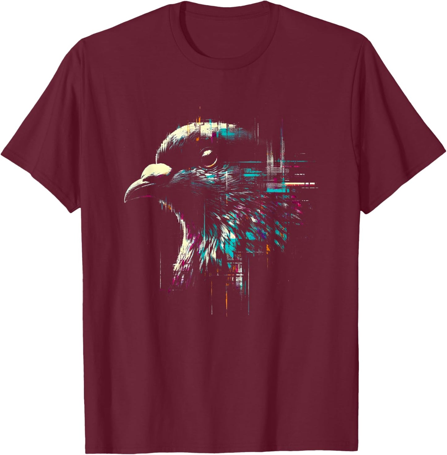Pigeon Face - Vintage Graphic Pigeon Breeder Bird Lover T-Shirt - T-Shirt | Maroon