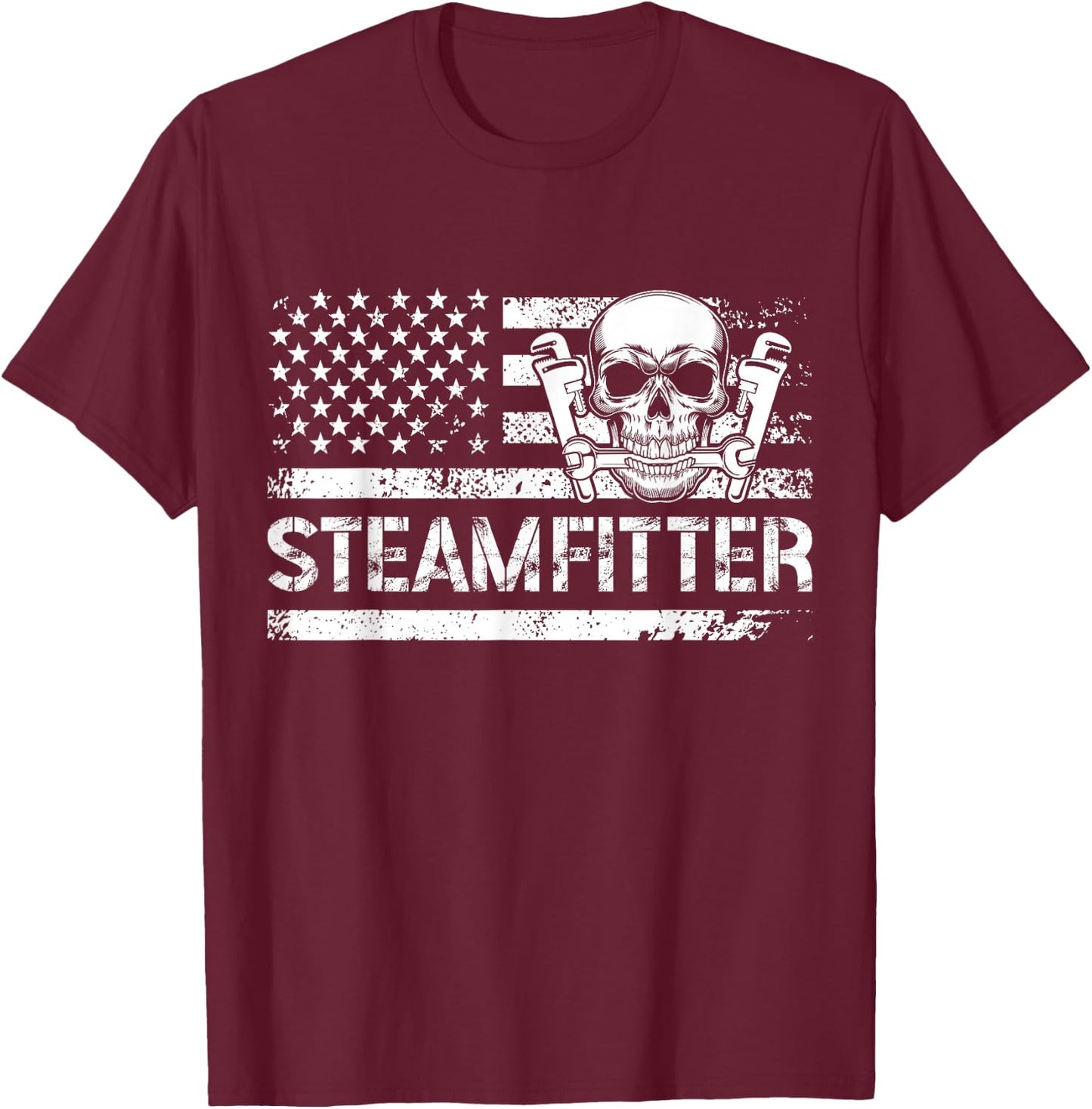 Steamfitter US Flag Pipefitter Steamfitters T-Shirt - T-Shirt | Maroon
