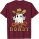 Retro Western Halloween Cowboy Ghost Howdy Cowgirl Ghost Boo T-Shirt - T-Shirt | Maroon