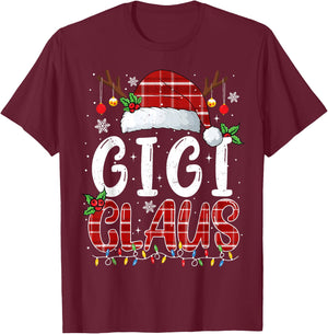Gigi Claus Christmas Lights Pajama Family Matching T-Shirt - T-Shirt | Maroon