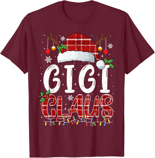 Gigi Claus Christmas Lights Pajama Family Matching T-Shirt - T-Shirt | Maroon