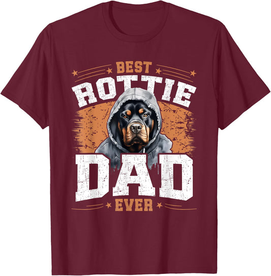 Rottie Dad Funny Rottweiler Dad Dog T-Shirt - T-Shirt | Maroon