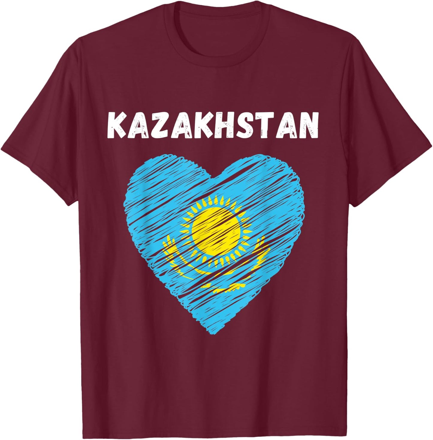 Kazakhstan Flag Holiday Kazakhstan Heart Kazakhstani Flag T-Shirt - T-Shirt | Maroon