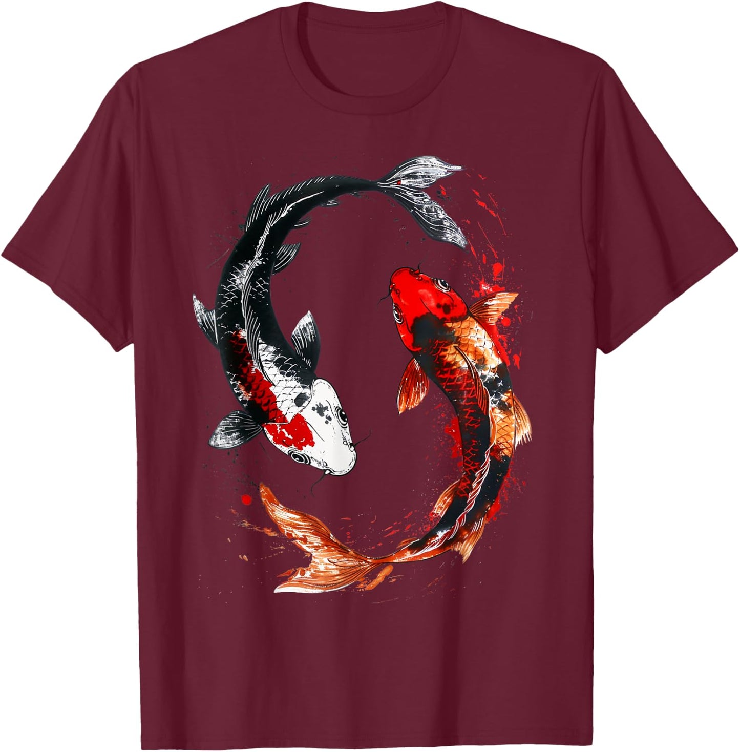 Japanese Koi Fish Tattoo Yin Yang Fish T-Shirt - T-Shirt | Maroon