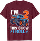 2nd Birthday Monster Truck 2 Year Old Boys 2nd Party T-Shirt - T-Shirt | Maroon