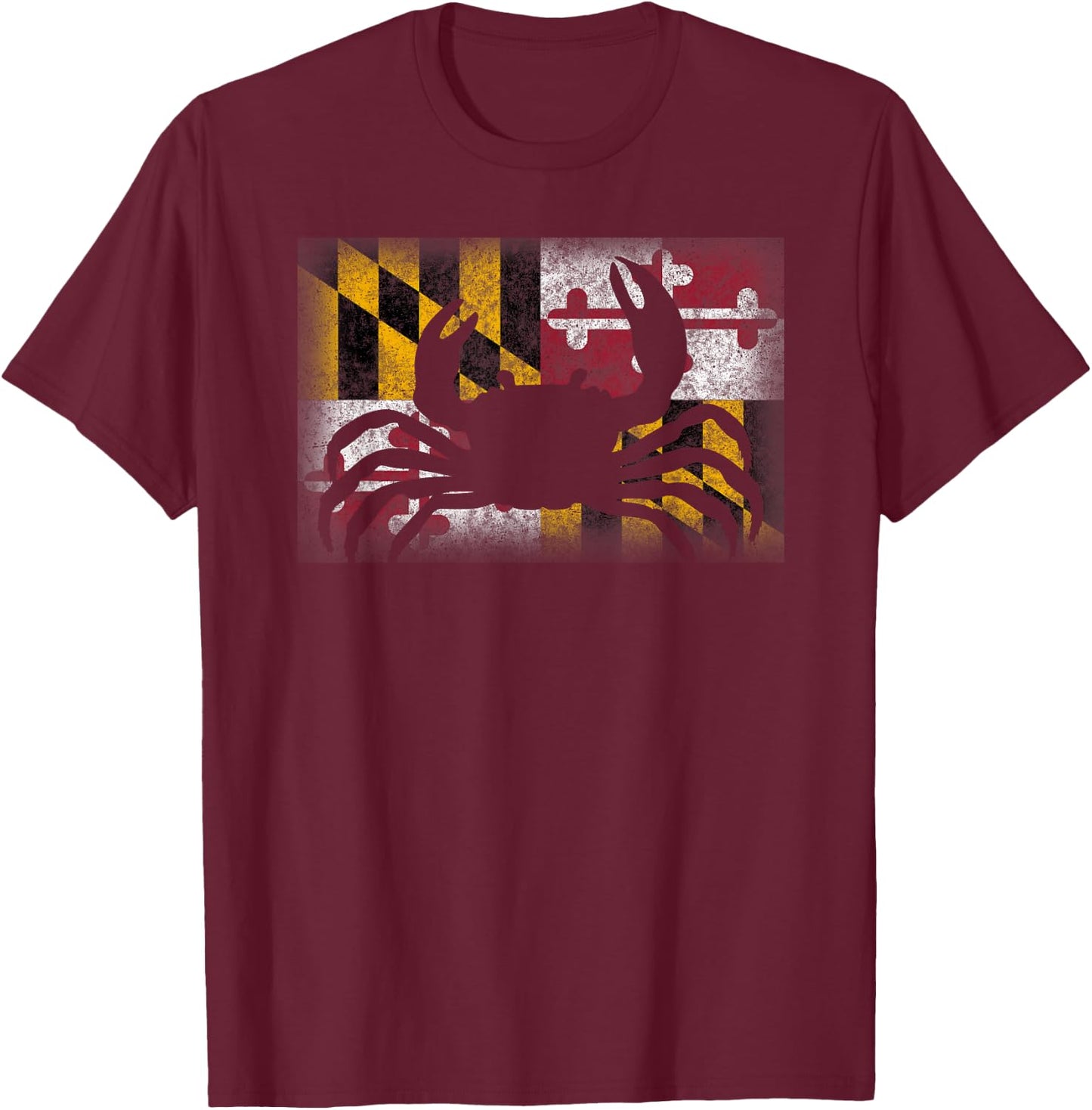 State of Maryland Flag Crab Funny Cute Souvenir Gift T-Shirt - T-Shirt | Maroon