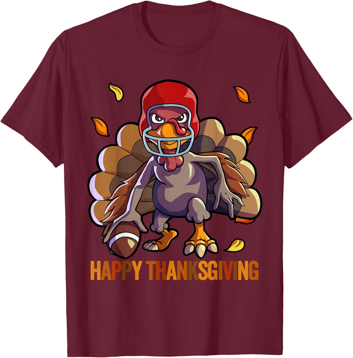 Football Thanksgiving Shirt Boys Kids Men Football Turkey T-Shirt - T-Shirt | Maroon
