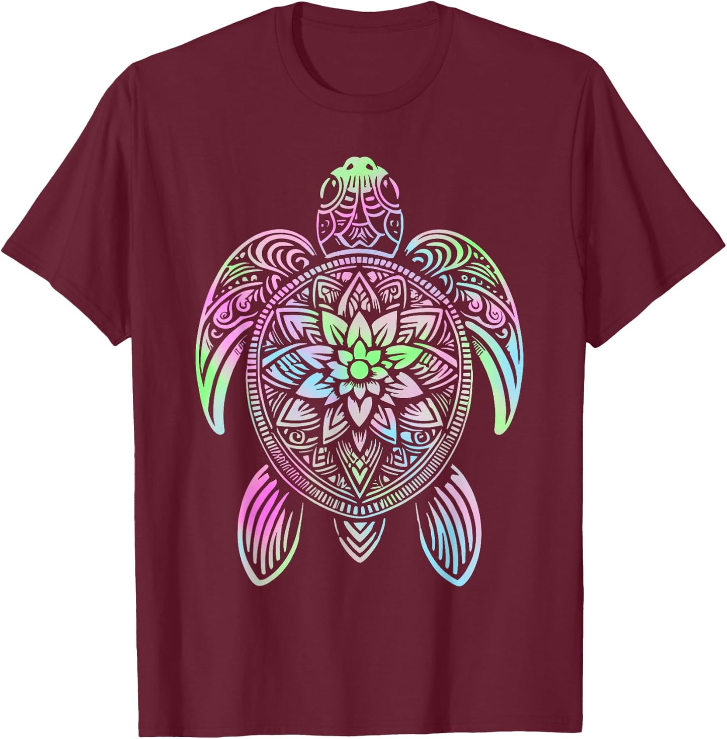 Hawaiian Tie Dye Sea Turtle T-Shirt - T-Shirt | Maroon