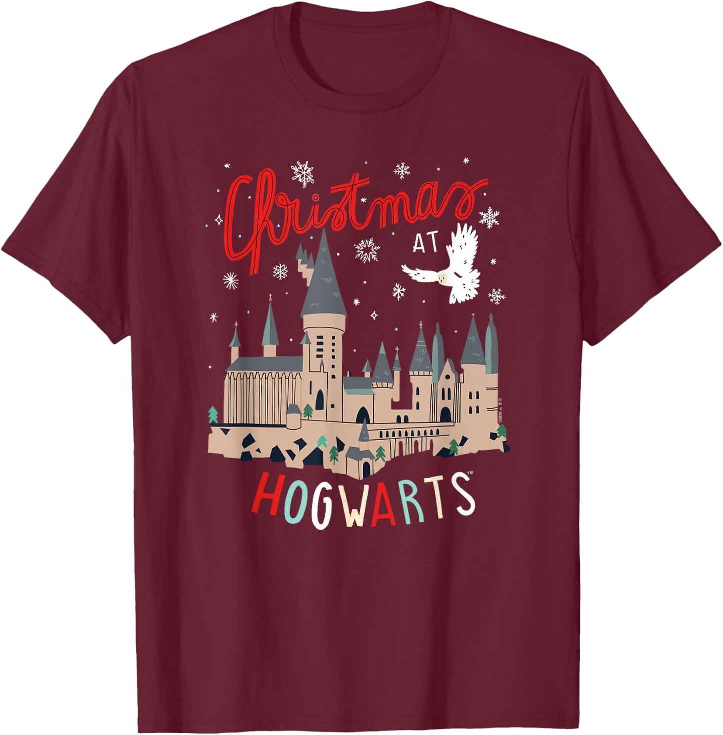 Harry Potter -Adults Kids Christmas Hogwarts , Black, Small T-Shirt - T-Shirt | Maroon