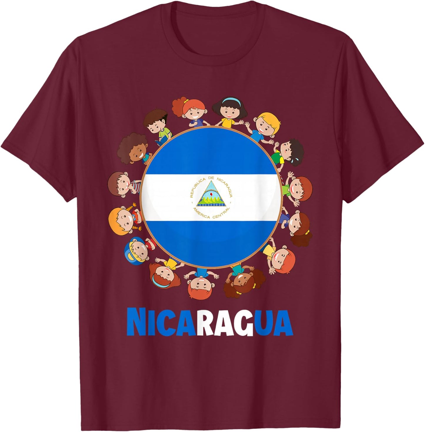 Nicaraguan Flag Hispanic Heritage Month Nicaragua Kids T-Shirt - T-Shirt | Maroon