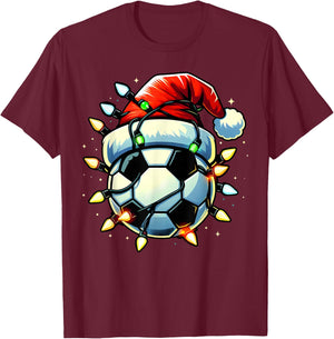 Christmas Soccer Xmas Santa Soccer Lover Men Boys Girls Kids T-Shirt - T-Shirt | Maroon